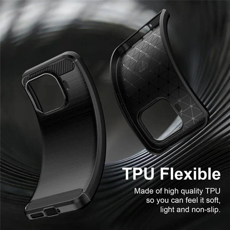 غطاء واقي من مادة TPU لهاتف Xiaomi 17T Pro بتصميم ألياف كربونية بلمسة مطفية - أسود