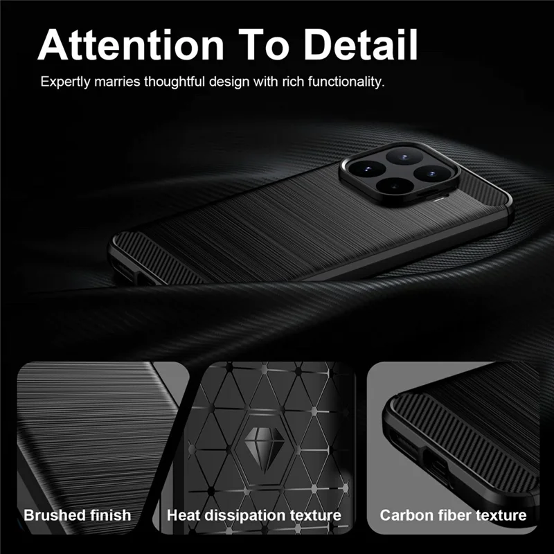 غطاء واقي من مادة TPU لهاتف Xiaomi 17T Pro بتصميم ألياف كربونية بلمسة مطفية - أسود