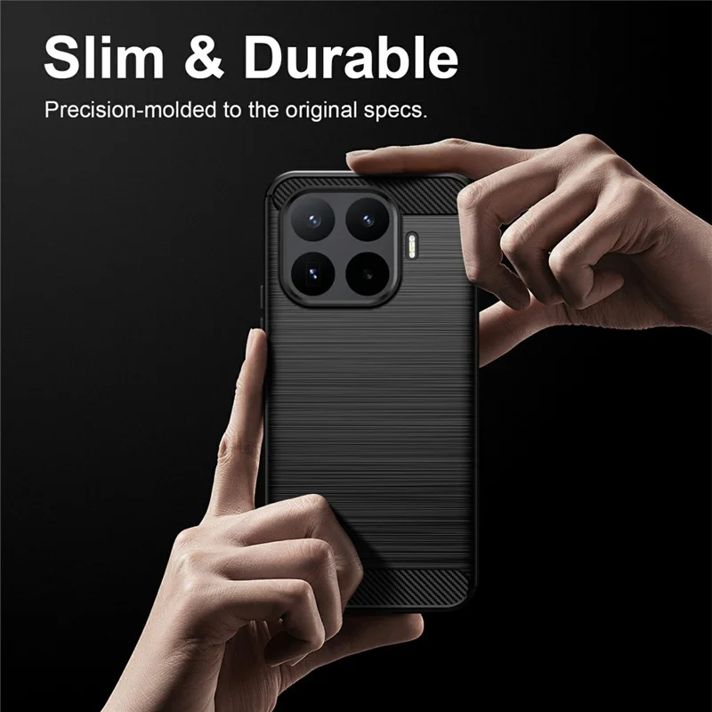 غطاء واقي من مادة TPU لهاتف Xiaomi 17T Pro بتصميم ألياف كربونية بلمسة مطفية - أسود