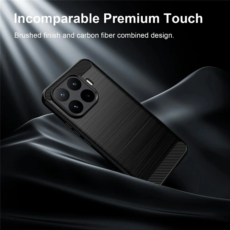 غطاء واقي من مادة TPU لهاتف Xiaomi 17T Pro بتصميم ألياف كربونية بلمسة مطفية - أسود