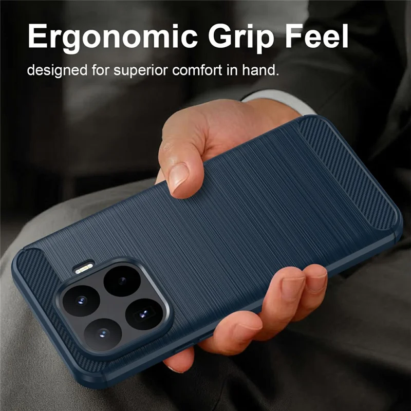 For Xiaomi 17T Pro TPU Case Protective Phone Cover Carbon Fiber Texture Brushed - Blue