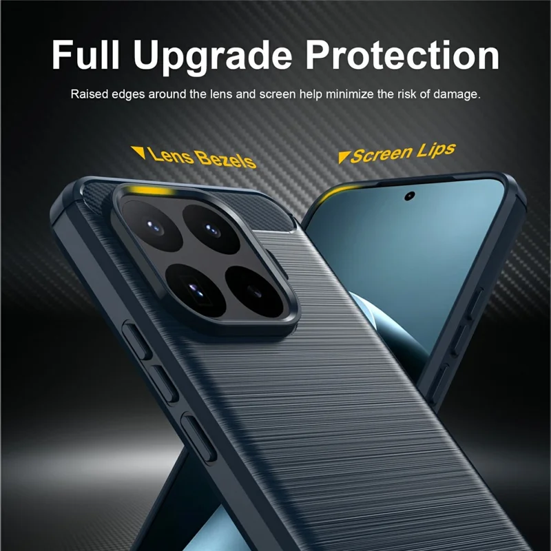 For Xiaomi 17T Pro TPU Case Protective Phone Cover Carbon Fiber Texture Brushed - Blue