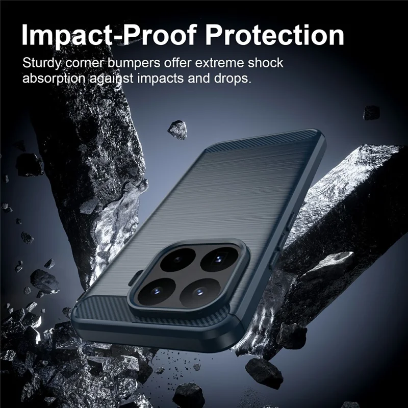 For Xiaomi 17T Pro TPU Case Protective Phone Cover Carbon Fiber Texture Brushed - Blue