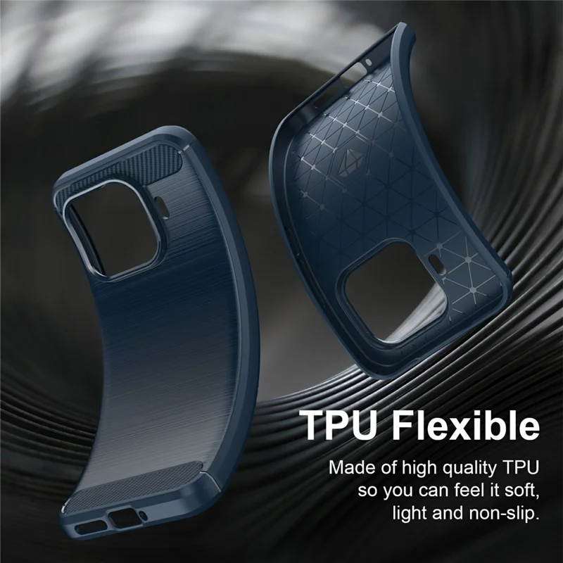 For Xiaomi 17T Pro TPU Case Protective Phone Cover Carbon Fiber Texture Brushed - Blue
