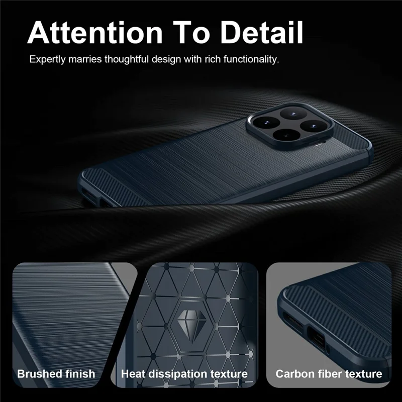 For Xiaomi 17T Pro TPU Case Protective Phone Cover Carbon Fiber Texture Brushed - Blue