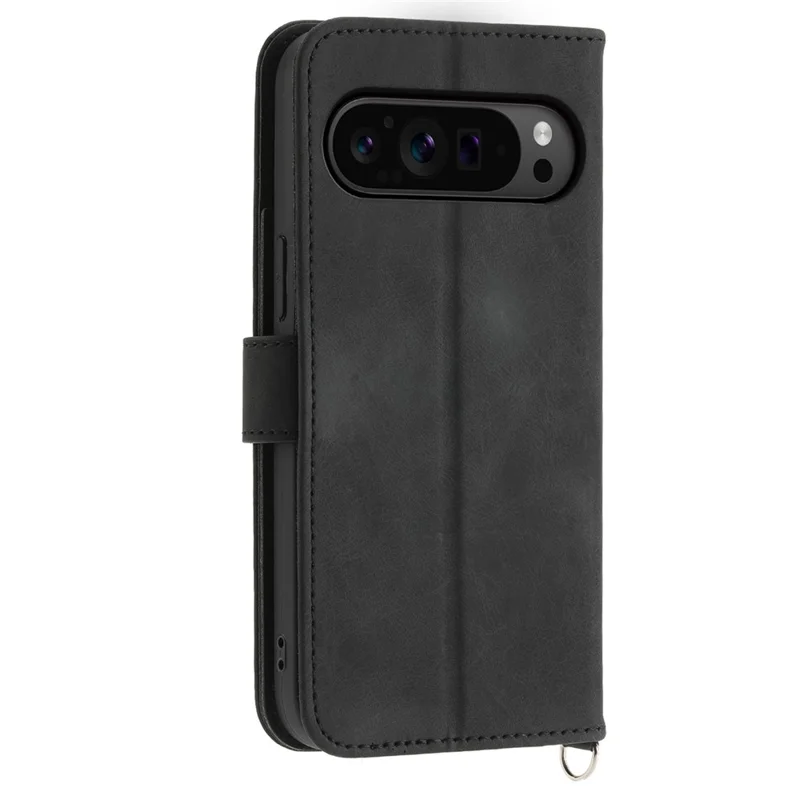 For Google Pixel 11 Pro XL Wallet Case Flower Pattern PU Leather Phone Cover with Strap - Black