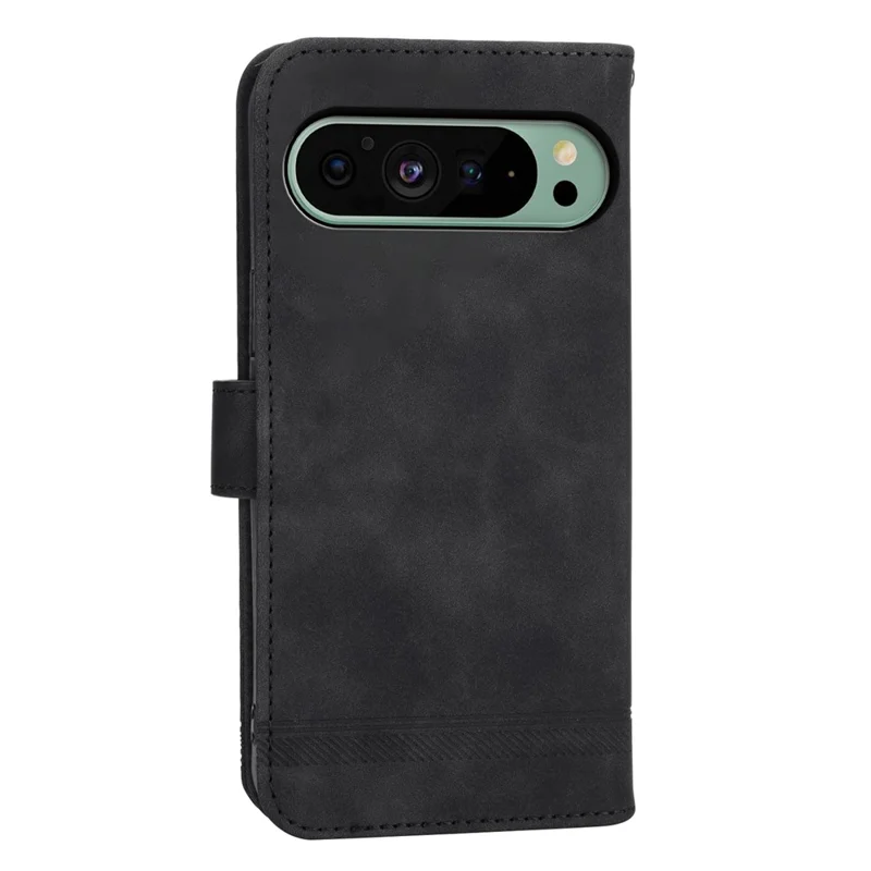 DIERFENG DF-03 Per Google Pixel 11 / 11 Pro Custodia in Pelle PU con Stampa Linee, Portafoglio con Cinturino da Polso - Nero