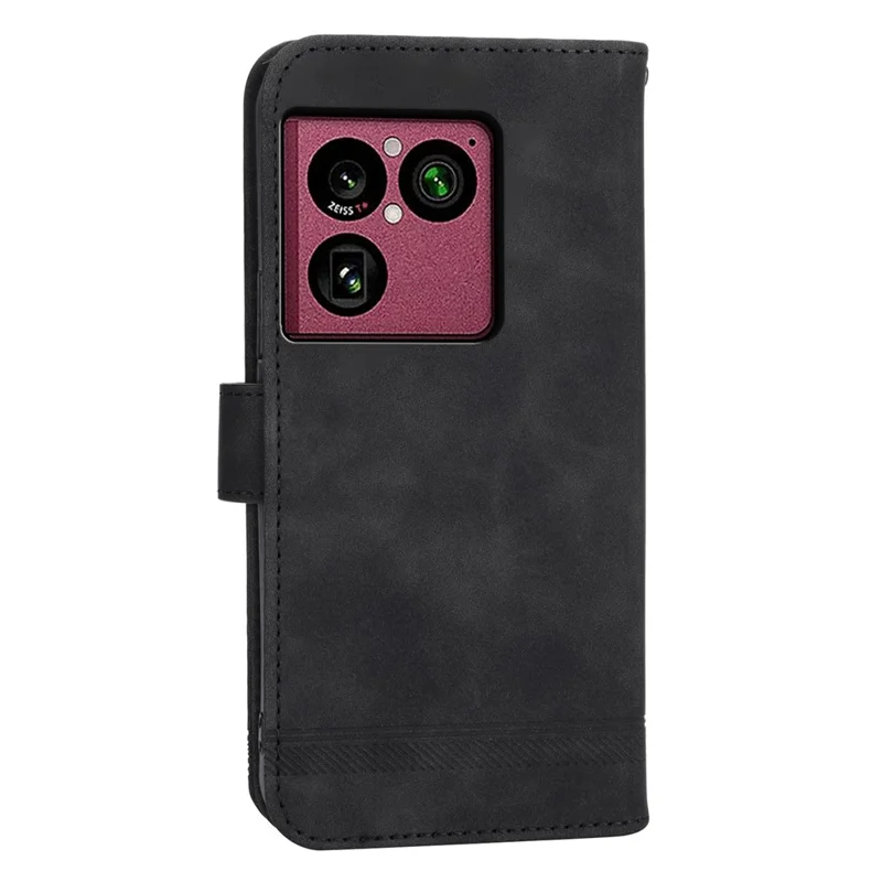 DIERFENG DF-03 For Sony Xperia 1 VIII Leather Case Lines Imprint Wallet Phone Cover with Wrist Strap - Black