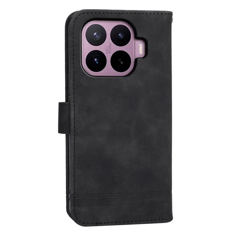 DIERFENG DF-03 For Xiaomi 17T Leather Case Lines Imprint Wallet Phone Cover with Wrist Strap - Black