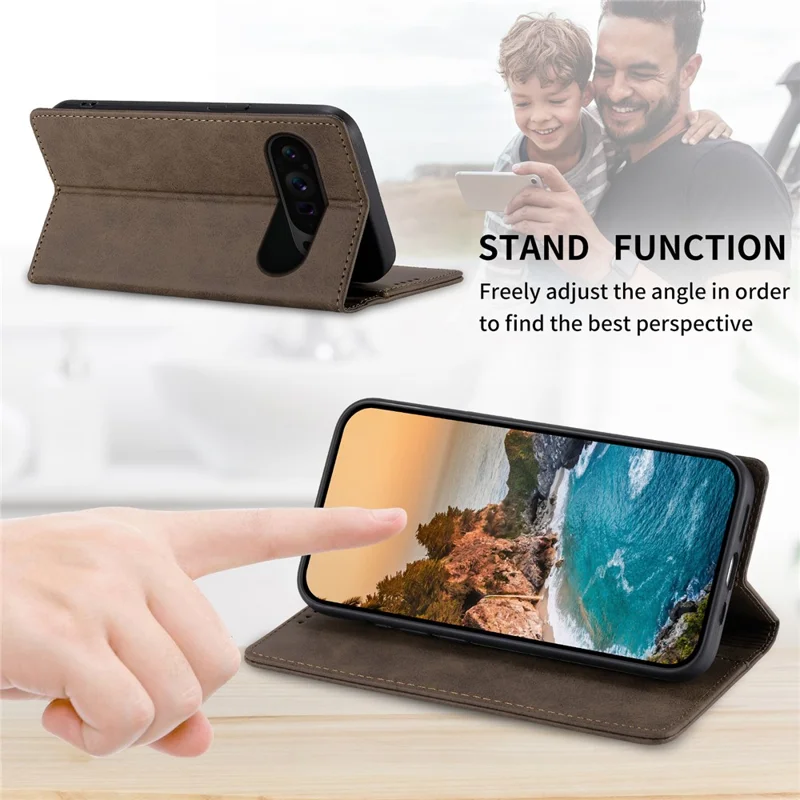 Für Google Pixel 11 / Pixel 11 Pro Brieftaschenhülle mit RFID-Schutz, PU-Leder-Handyhülle – Braun