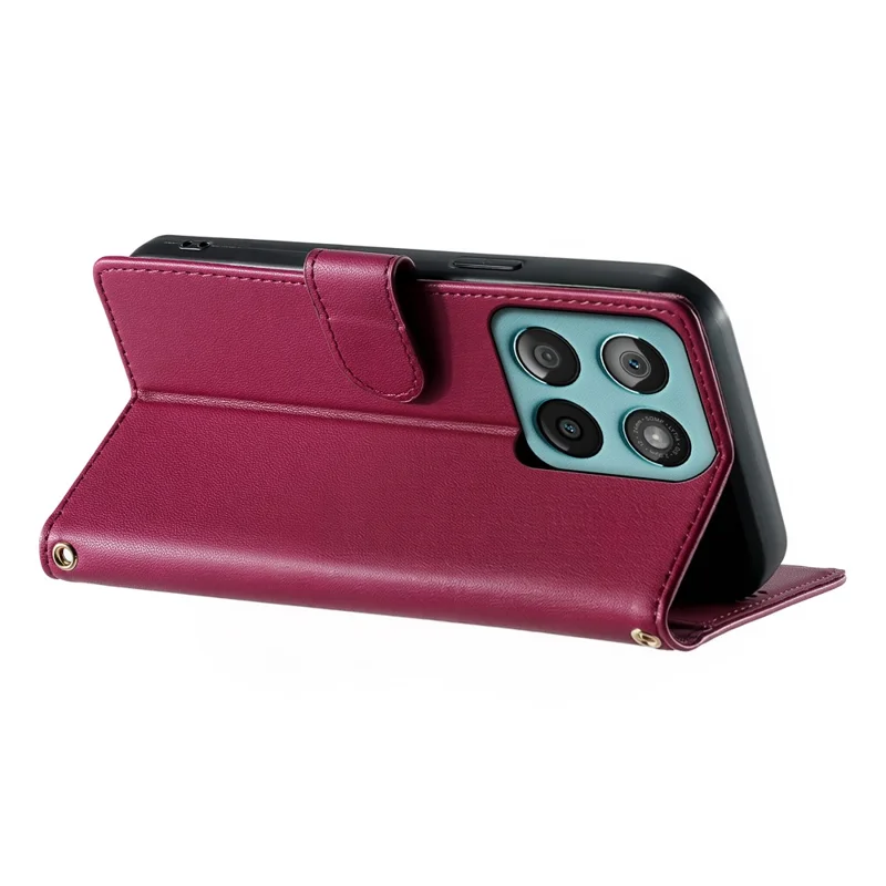 For Motorola Edge 70 Pro 5G Case Adorable Cat Pattern PU Leather Wallet Phone Cover with Wrist Strap - Rose