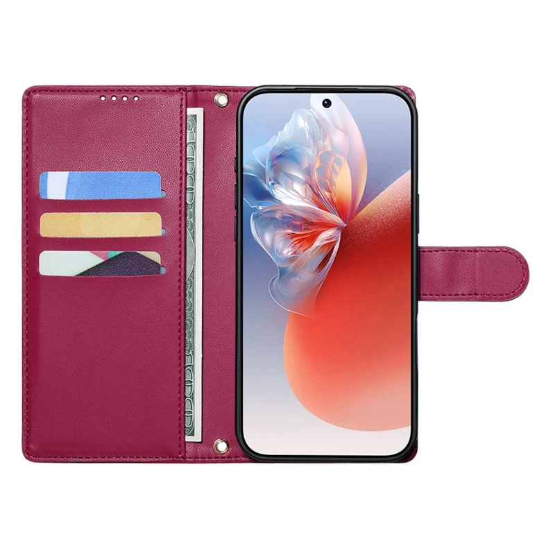 For Xiaomi 17T Pro Case Adorable Cat Pattern PU Leather Wallet Phone Cover with Wrist Strap - Rose