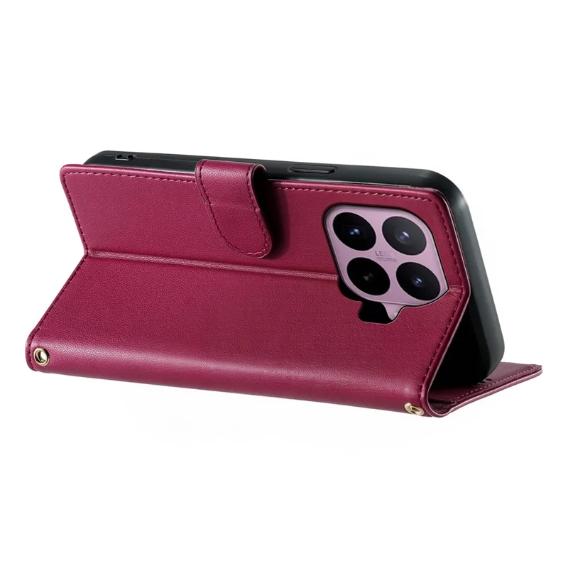 For Xiaomi 17T Pro Case Adorable Cat Pattern PU Leather Wallet Phone Cover with Wrist Strap - Rose