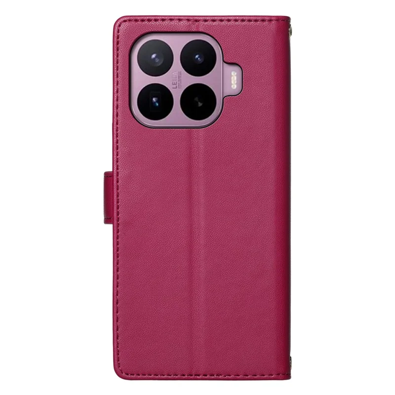 For Xiaomi 17T Pro Case Adorable Cat Pattern PU Leather Wallet Phone Cover with Wrist Strap - Rose