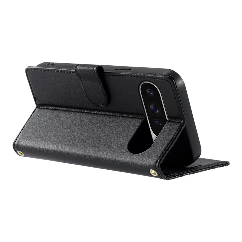 For Google Pixel 11 Pro XL Case Embossed Totem Leather Flip Wallet Phone Cover with Wrist Strap - Black