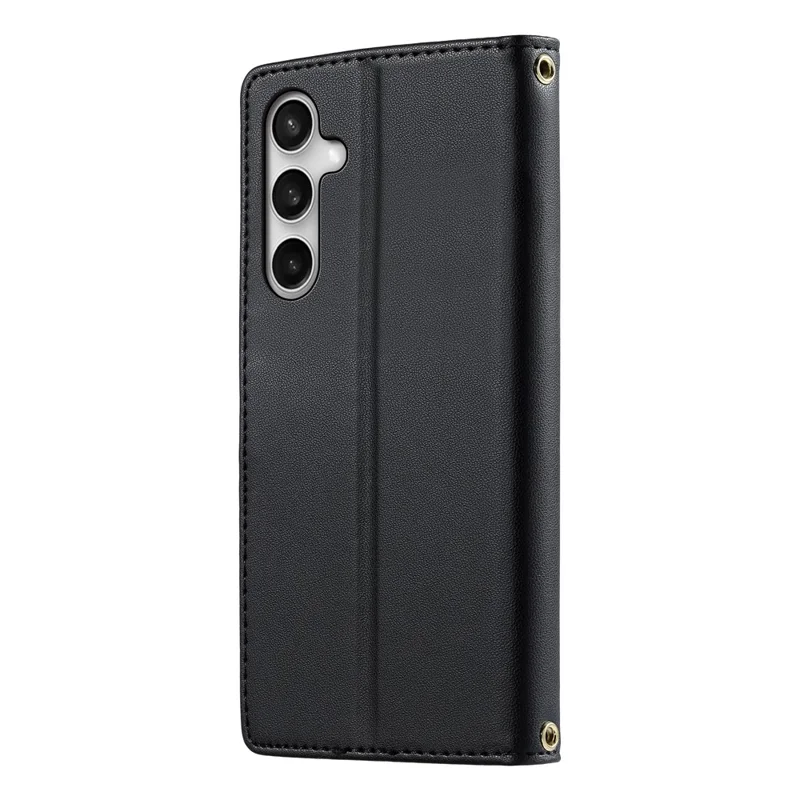 For Samsung Galaxy S26 FE Case Embossed Totem Leather Flip Wallet Phone Cover with Wrist Strap - Black