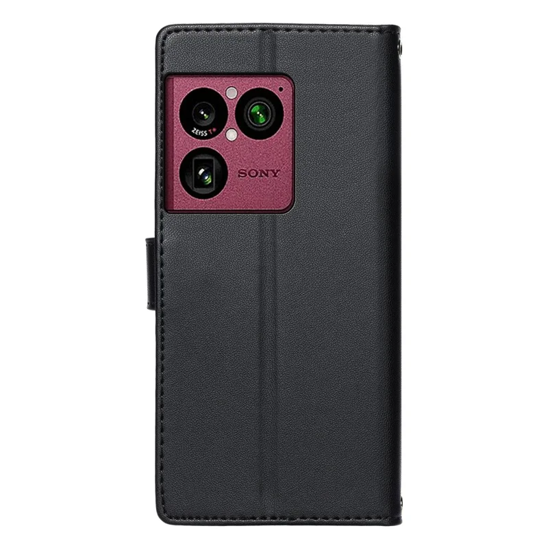 Чехол для Sony Xperia 1 VIII, с тиснёным орнаментом, из кожи, откидной, с функцией кошелька и браслетом-ремешком - черный