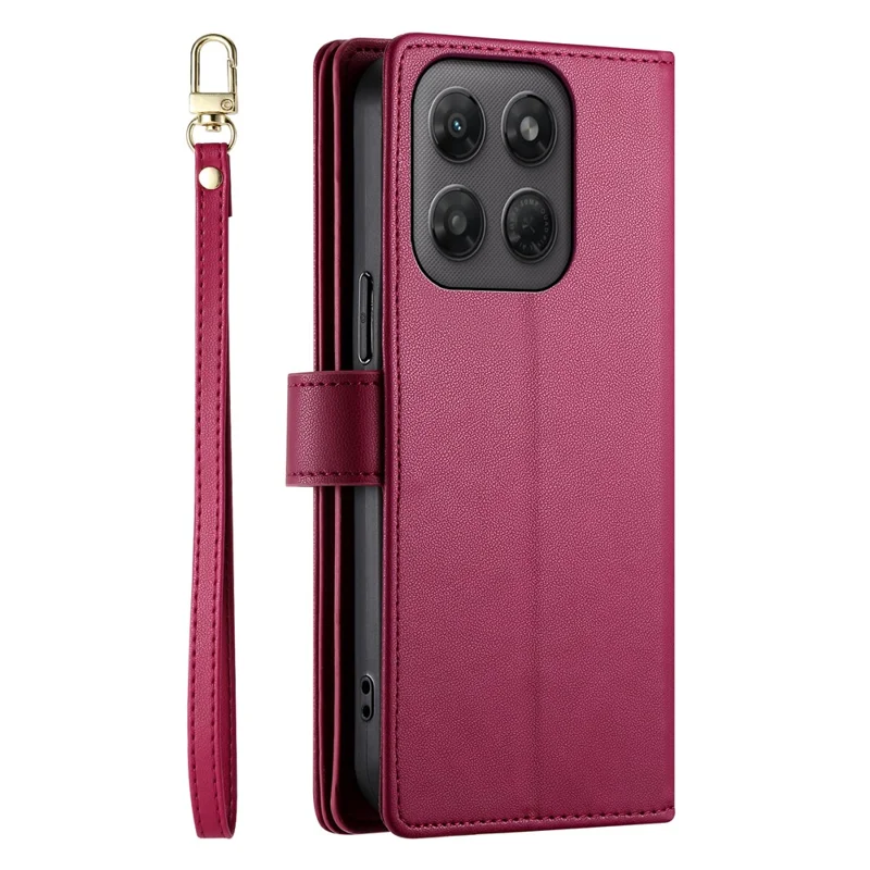 Étui en cuir pour Motorola Edge 70 Pro 5G, étui portefeuille avec poche à glissière et sangles - Rouge