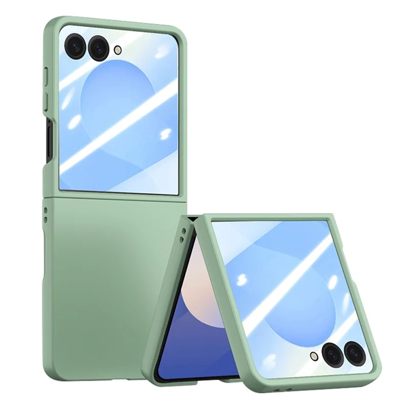 Capa de Telemóvel para Samsung Galaxy Z Flip8 com Design de Dobradiça em PC e Proteção Traseira em Vidro Temperado - Verde Claro