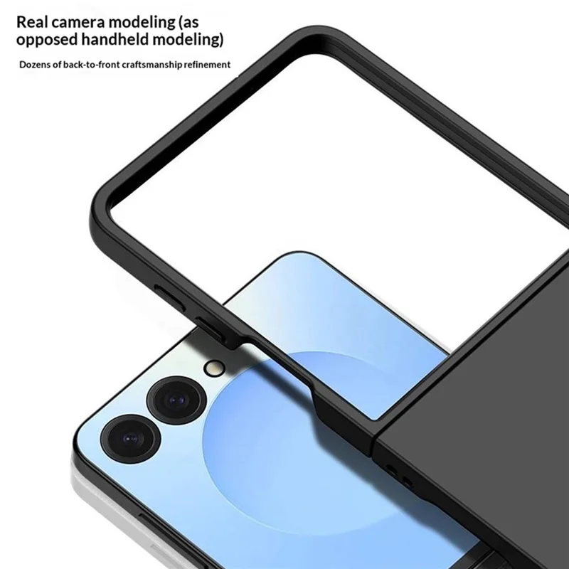 Capa de Telemóvel para Samsung Galaxy Z Flip8 com Design de Dobradiça em PC e Proteção Traseira em Vidro Temperado - Verde Claro