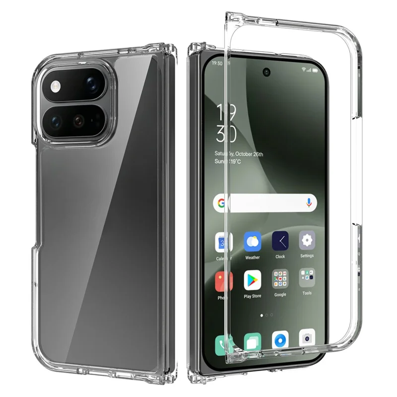 For Google Pixel 11 Pro Fold Clear Phone Case TPU+Acrylic Shockproof Phone Back Cover - Transparent
