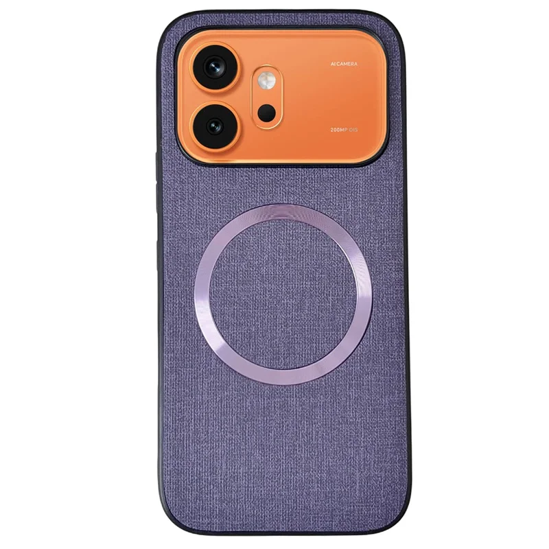 For Honor 600 5G Magnetic Case Drop-Proof TPU + Cloth Back Phone Cover - Purple