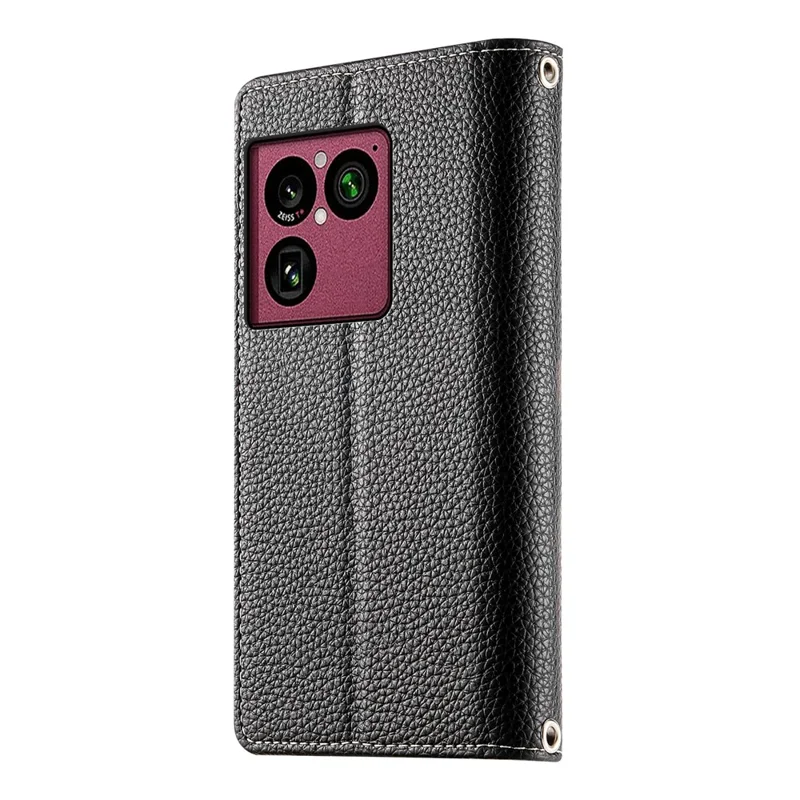 Pour Sony Xperia 1 VIII Étui Cuir Portefeuille Fermeture Éclair Pochette à Découpe Colorée avec Sangles - Noir