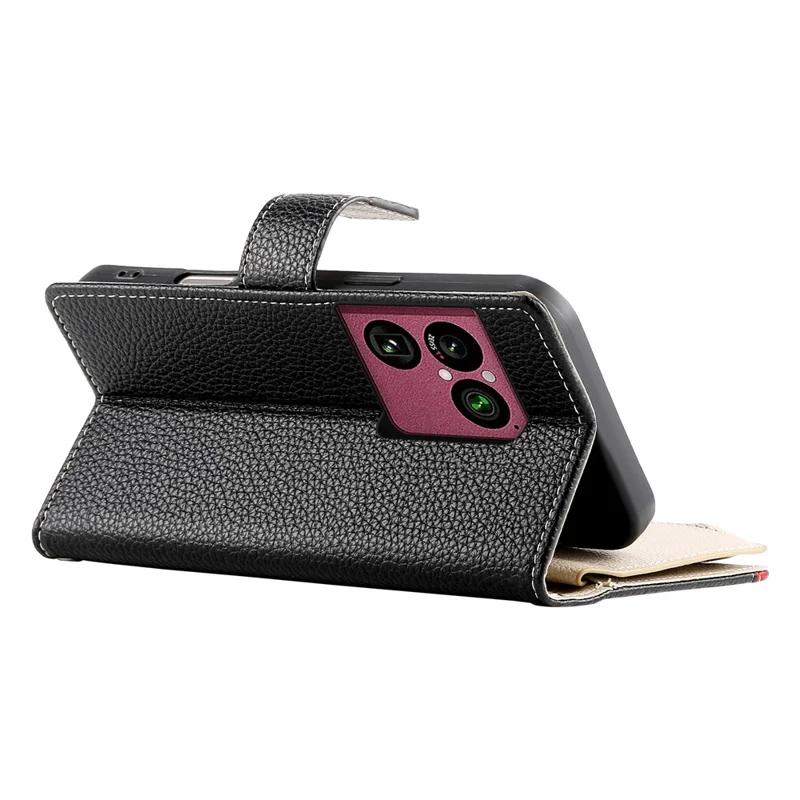 Pour Sony Xperia 1 VIII Étui Cuir Portefeuille Fermeture Éclair Pochette à Découpe Colorée avec Sangles - Noir