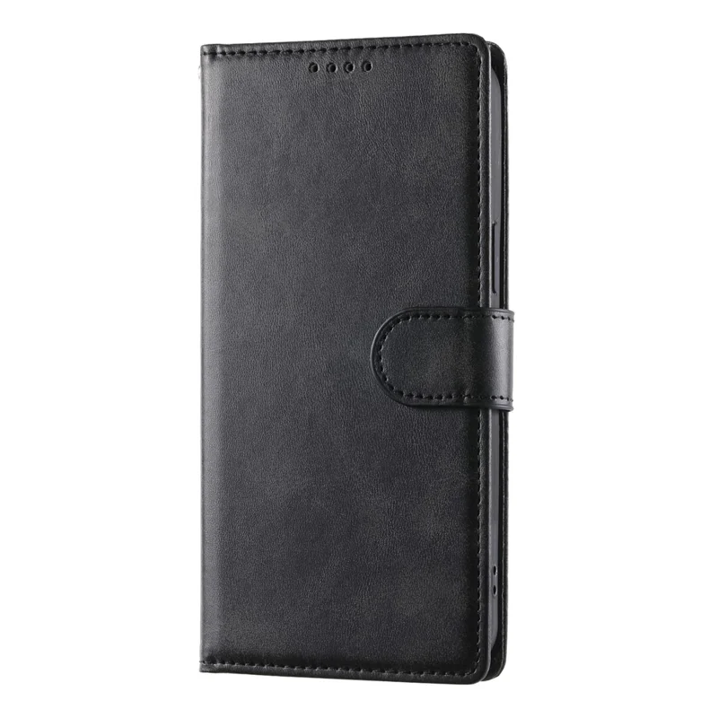 For Google Pixel 11 Pro XL Case Stand Wallet Calf Texture PU Leather Flip Phone Cover with Wrist Strap - Black