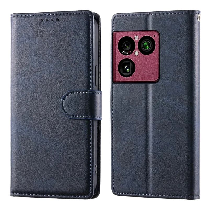 For Sony Xperia 1 VIII Case Stand Wallet Calf Texture PU Leather Flip Phone Cover with Wrist Strap - Blue