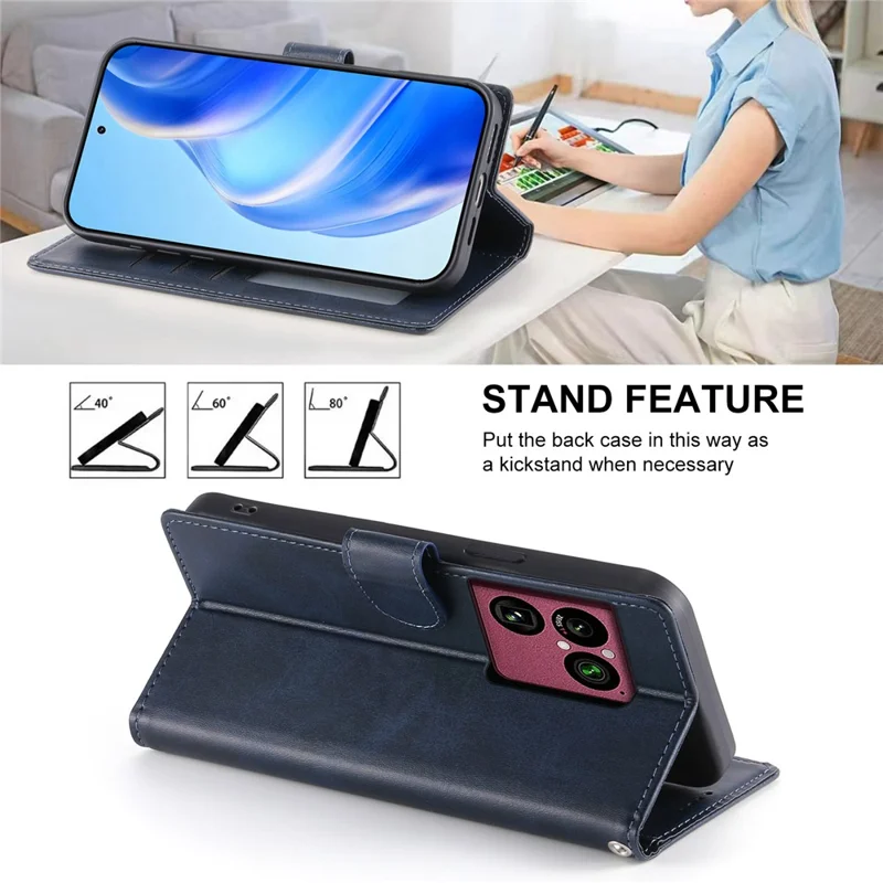 For Sony Xperia 1 VIII Case Stand Wallet Calf Texture PU Leather Flip Phone Cover with Wrist Strap - Blue