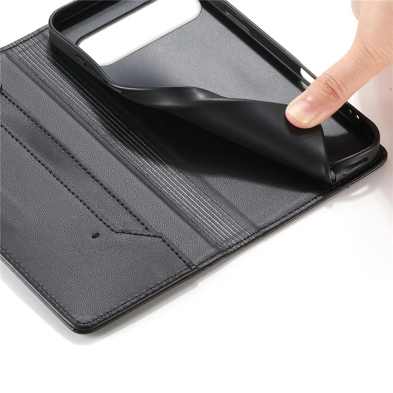 For Google Pixel 11 Pro XL Wallet Stand Case Line Splicing TPU PU Leather Phone Cover - Black
