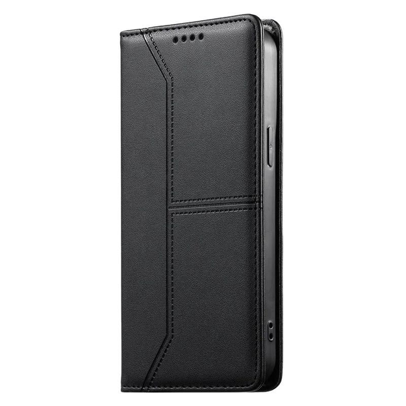 For Samsung Galaxy S26 FE Wallet Stand Case Line Splicing TPU PU Leather Phone Cover - Black - 10