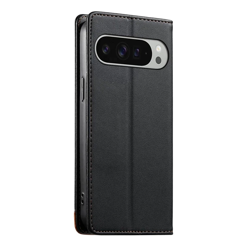 DIERFENG DF-018 per Google Pixel 11 Pro XL Custodia Portafoglio in Pelle con Tecnologia RFID Blocking, Copertura in Pelle con Angolo Logo Bicolore - Nero