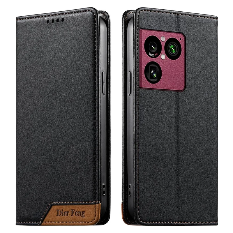 DIERFENG DF-018 для Sony Xperia 1 VIII Чехол-кошелек из кожзаменителя с блокировкой RFID, цветной вставкой на уголке логотипа - Черный