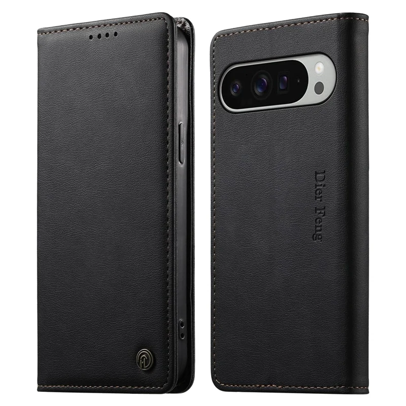 DIERFENG DF-019 pour Google Pixel 11 Pro XL étui portefeuille en cuir couverture magnétique à rabat avec emplacements pour cartes blocage RFID - Noir