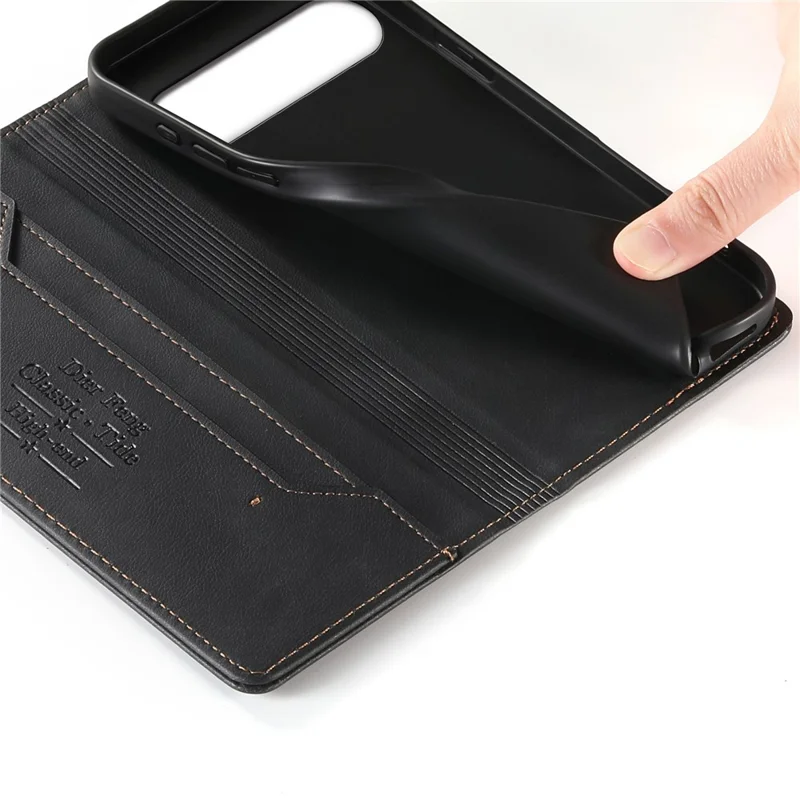 DIERFENG DF-019 pour Google Pixel 11 Pro XL étui portefeuille en cuir couverture magnétique à rabat avec emplacements pour cartes blocage RFID - Noir