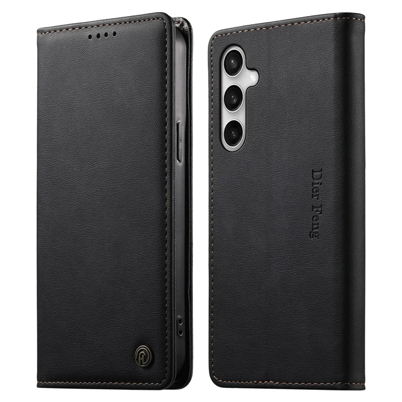 DIERFENG DF-019 per Samsung Galaxy S26 FE Custodia Portafoglio in Pelle con Chiusura Magnetica e Fessole per Carte, Blocco RFID - Nero