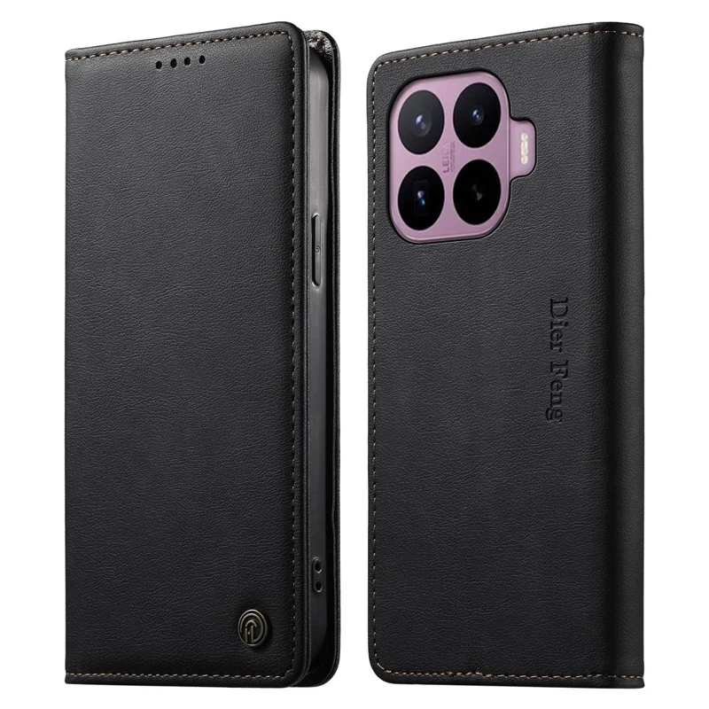 DIERFENG DF-019 per Xiaomi 17T Pro Custodia Portafoglio in Pelle con Chiusura Magnetica e Fessole per Carte, Tecnologia di Blocco RFID - Nero