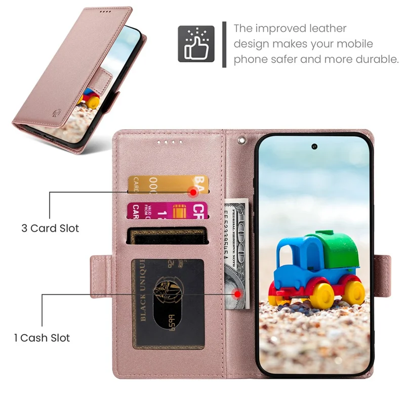 For Google Pixel 11  /  11 Pro Stand Case PU Leather Wallet Phone Cover - Rose Gold