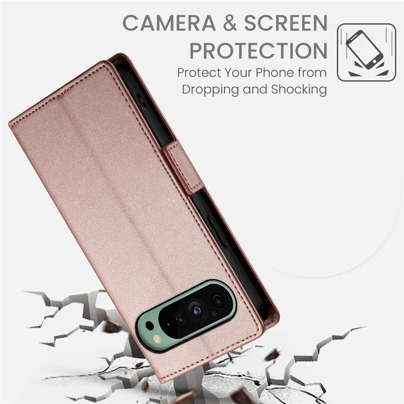 For Google Pixel 11  /  11 Pro Stand Case PU Leather Wallet Phone Cover - Rose Gold