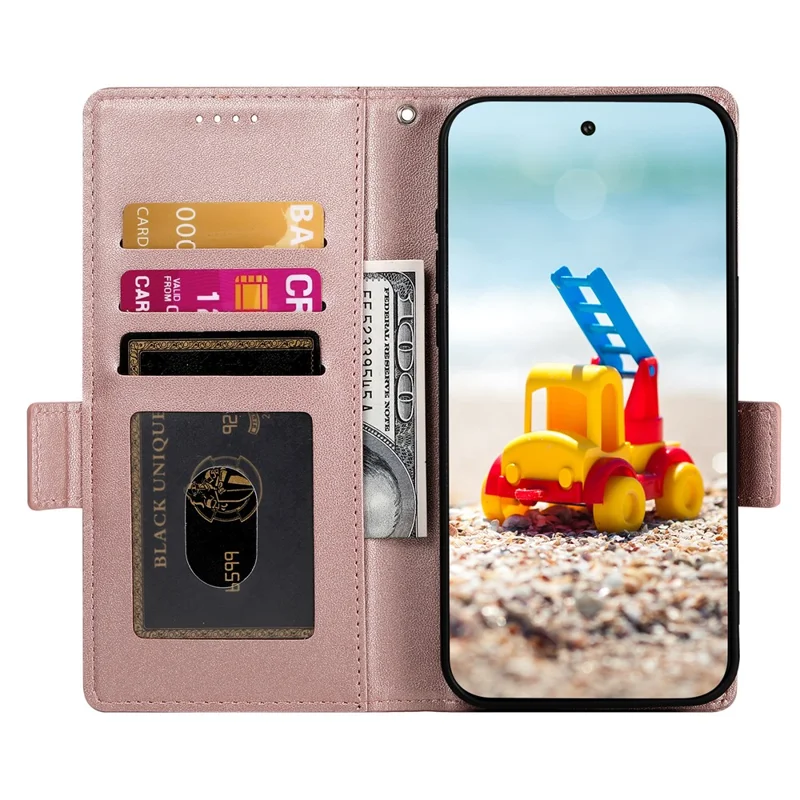For Google Pixel 11 Pro XL Stand Case PU Leather Wallet Phone Cover - Rose Gold