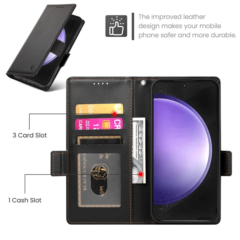 For Samsung Galaxy S26 FE Stand Case PU Leather Wallet Phone Cover - Black
