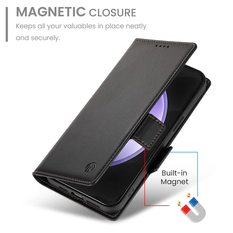 For Samsung Galaxy S26 FE Stand Case PU Leather Wallet Phone Cover - Black