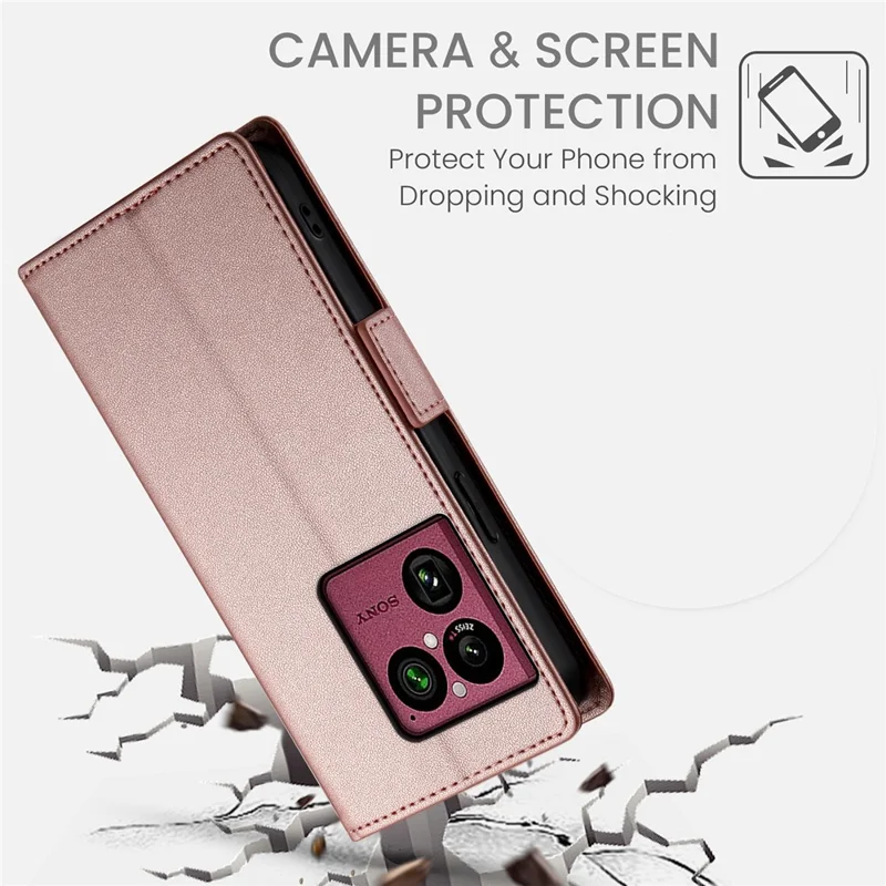 Чехол-бумажник с подставкой из искусственной кожи PU для Sony Xperia 1 VIII, розовое золото