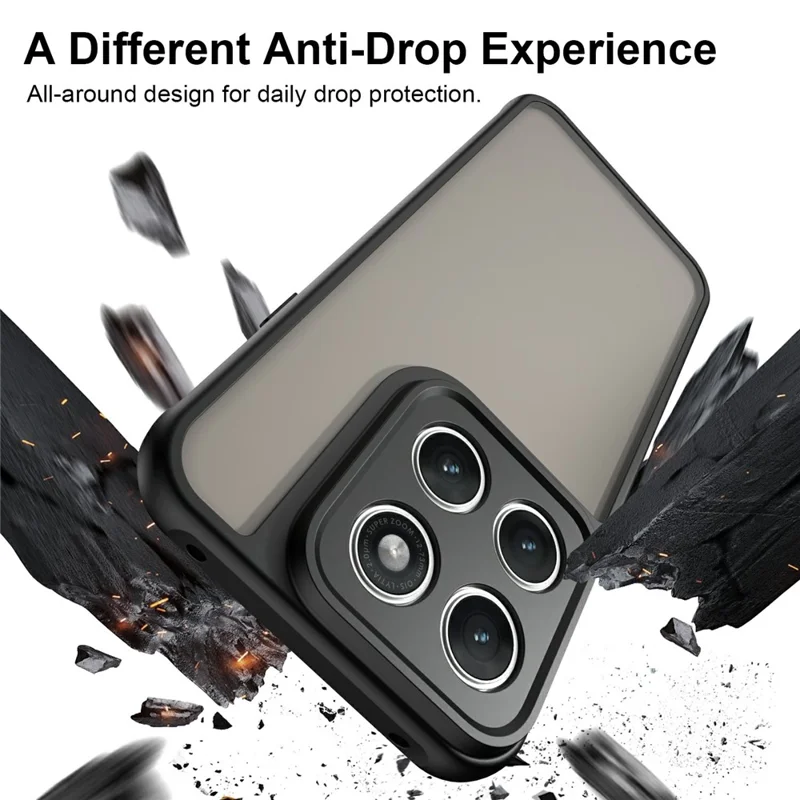 For Motorola Edge (2026) Phone Case Drop Proof Airbags Frosted Translucent PC + TPU Phone Back Cover - Black