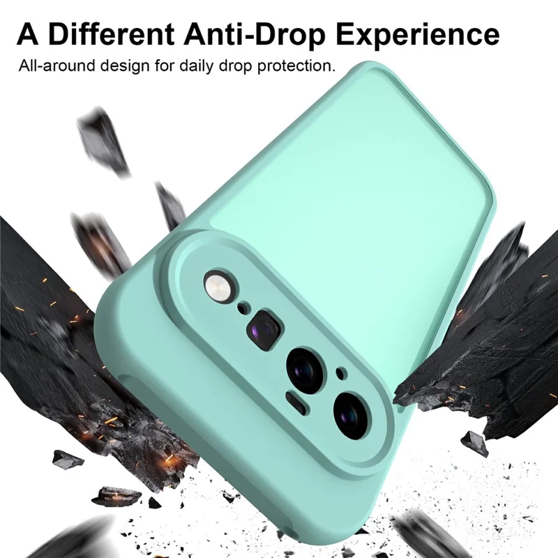 For Google Pixel 11 Phone Case Drop Proof Airbags Frosted Translucent PC + TPU Phone Back Cover - Light Green