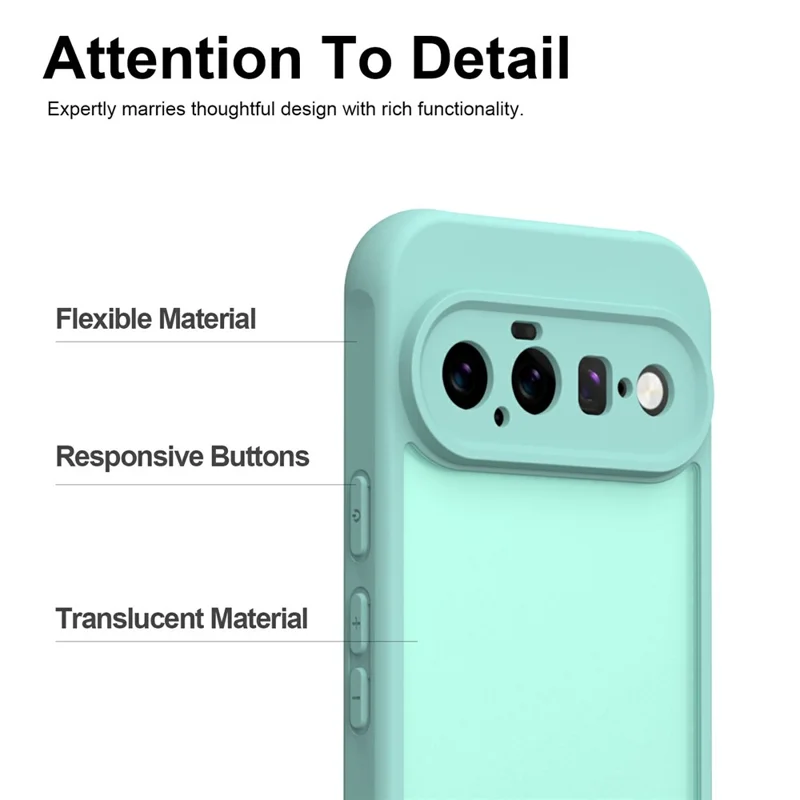 For Google Pixel 11 Phone Case Drop Proof Airbags Frosted Translucent PC + TPU Phone Back Cover - Light Green