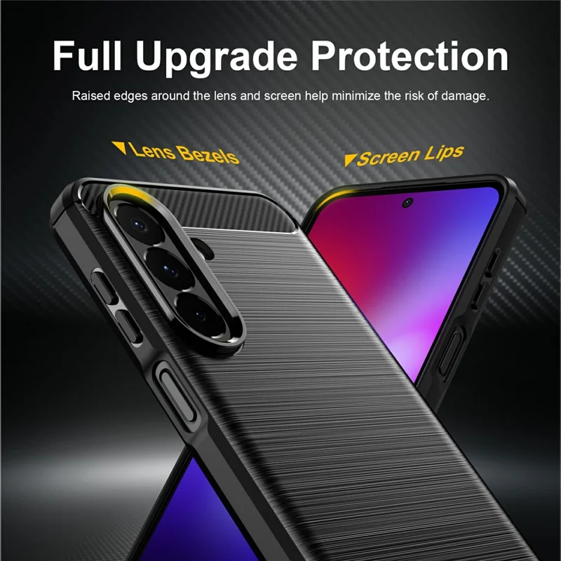 For Samsung Galaxy A27 TPU Case Protective Phone Cover Carbon Fiber Texture Brushed - Black