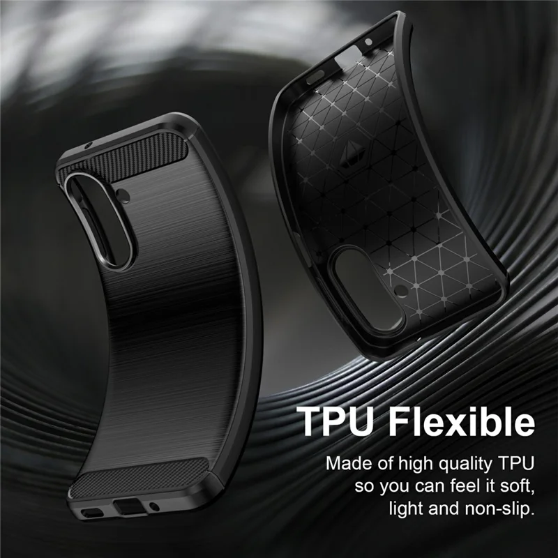 For Samsung Galaxy A27 TPU Case Protective Phone Cover Carbon Fiber Texture Brushed - Black